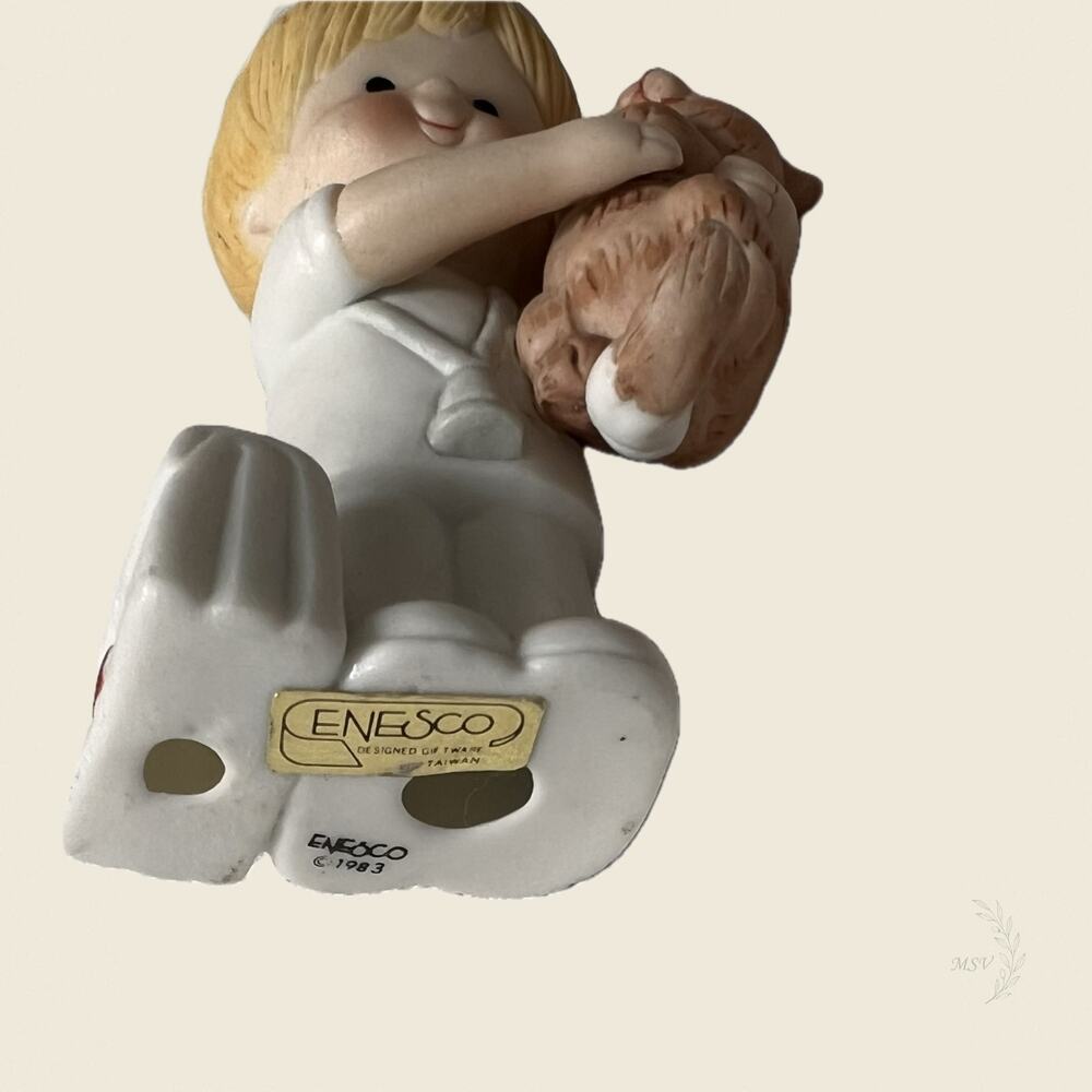 Enesco Child Cat Figurine Vintage Vet Giftware 1983 - Picture 6 of 6